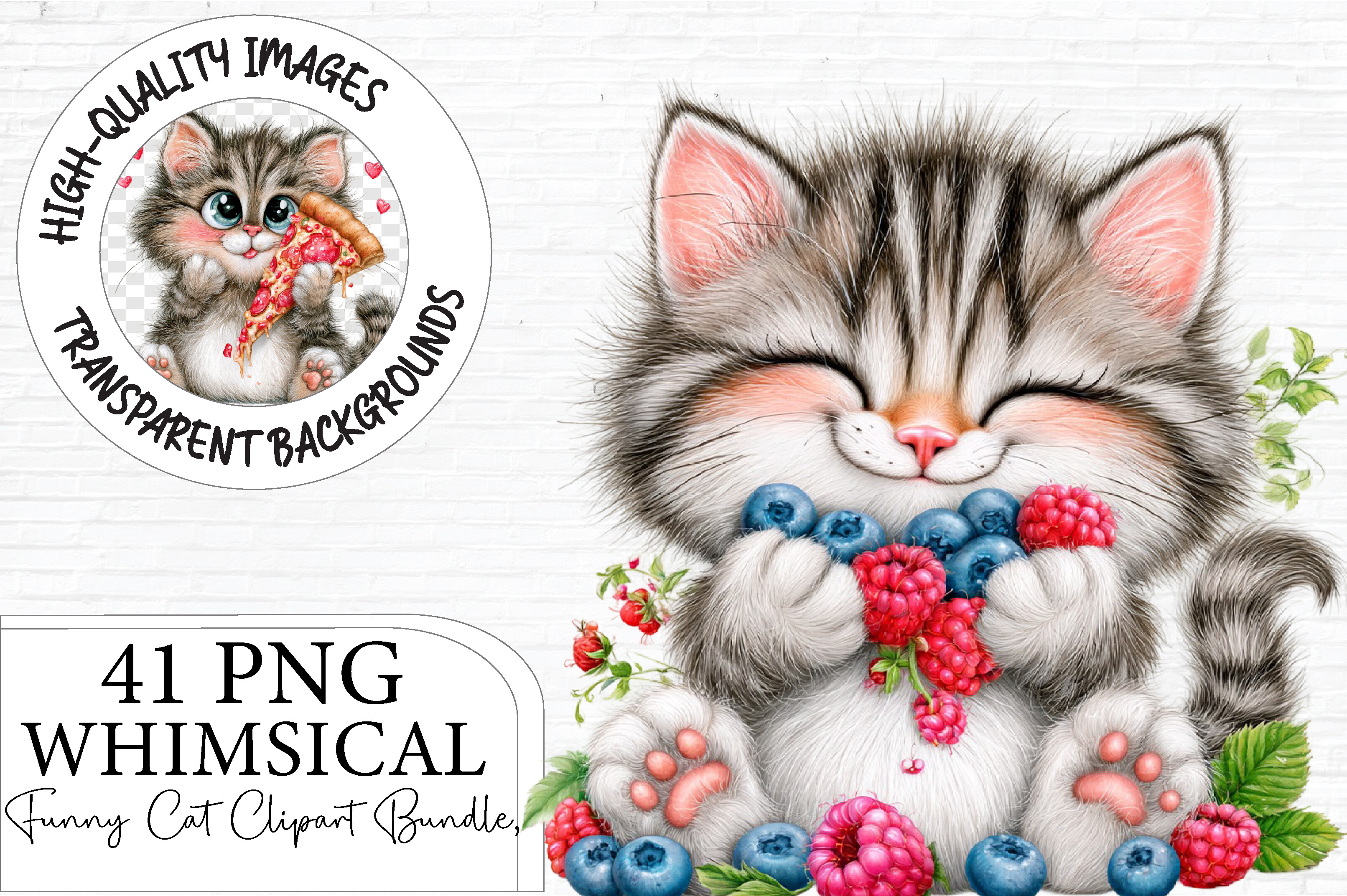 Funny Cute Cat Clipart Bundle PNG