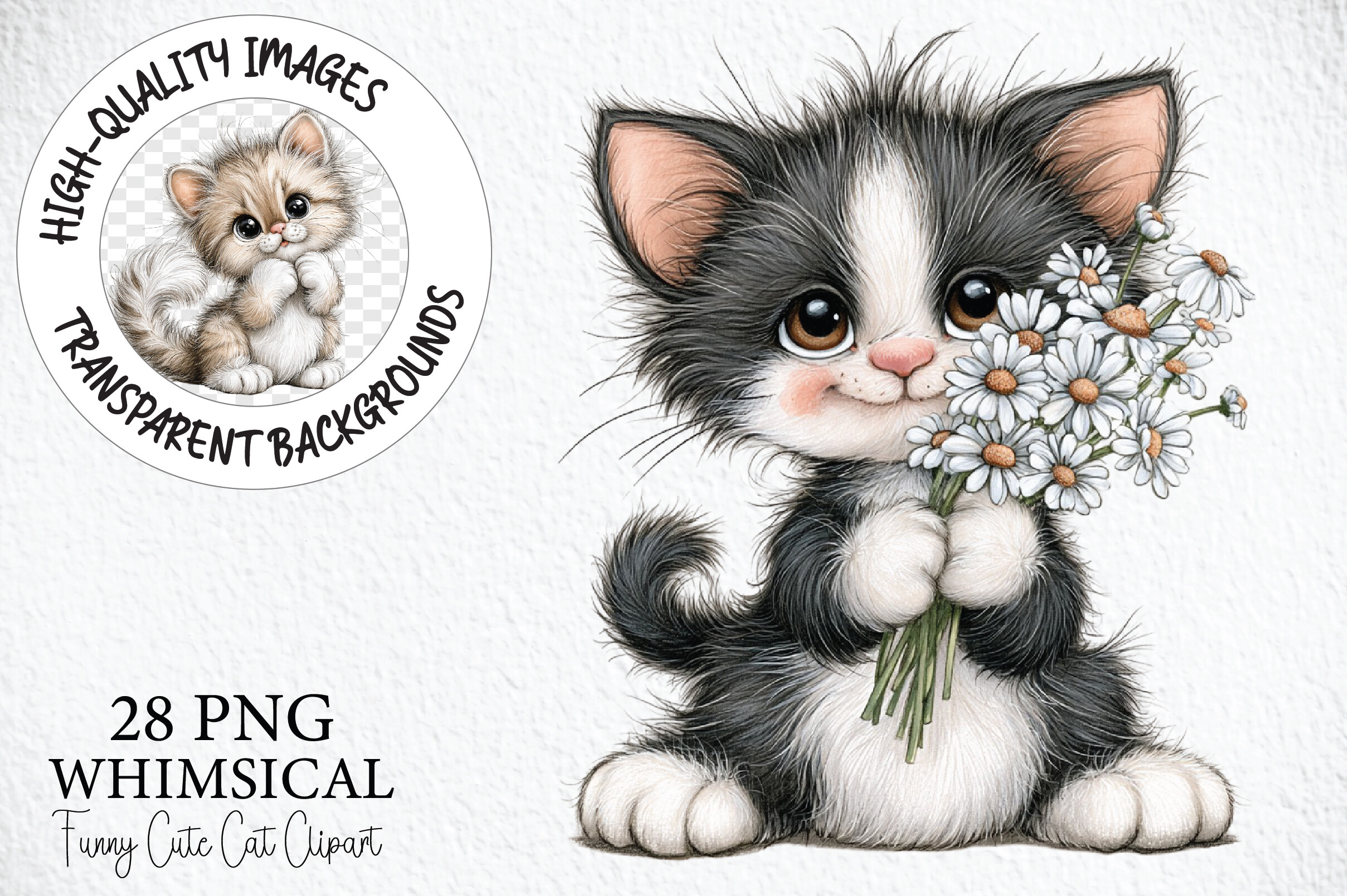 Funny Cute Cat Clipart Bundle PNG