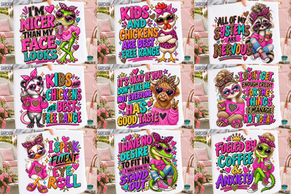Funny Sarcastic Sassy Animals PNG Bundle