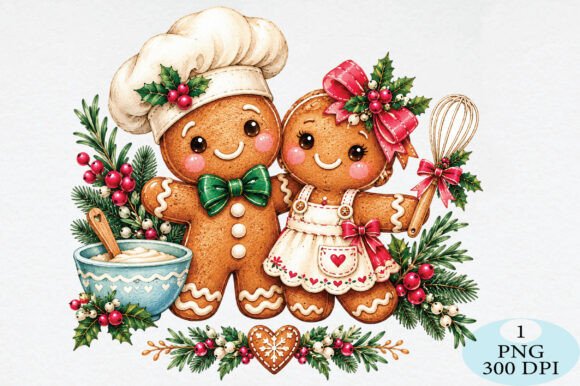 Gingerbread Couple Christmas PNG