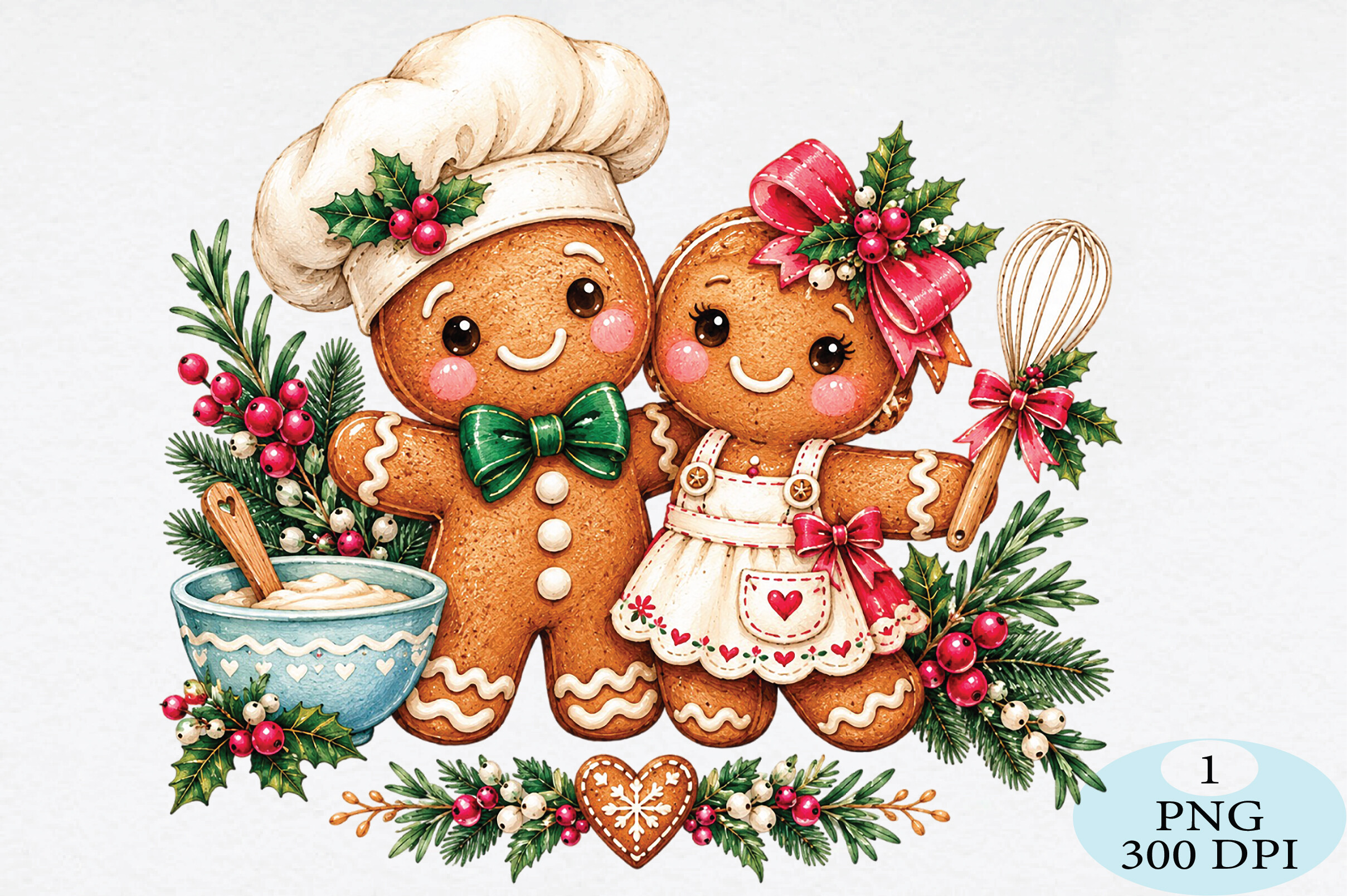 Gingerbread Couple Christmas PNG