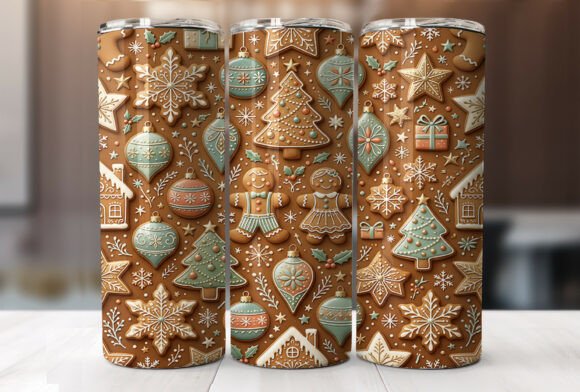 Gingerbread Pattern Christmas Tumbler