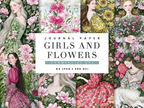 Girls & Flowers Junk Journal Paper