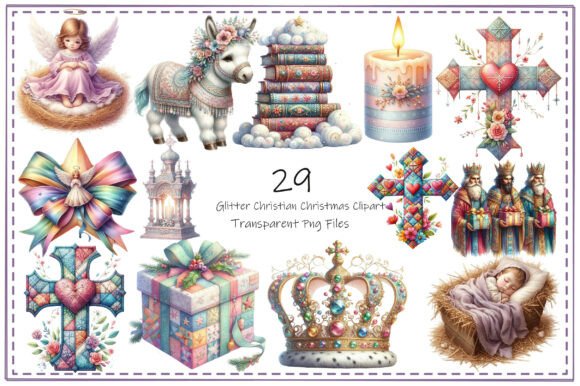 Glitter Christian Christmas Clipart Graphics