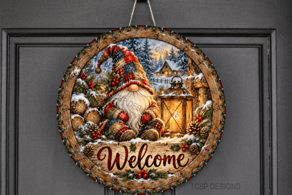 Gnome Christmas Welcome Door Sign
