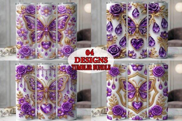 Gold Amethyst Butterfly Tumbler Bundle