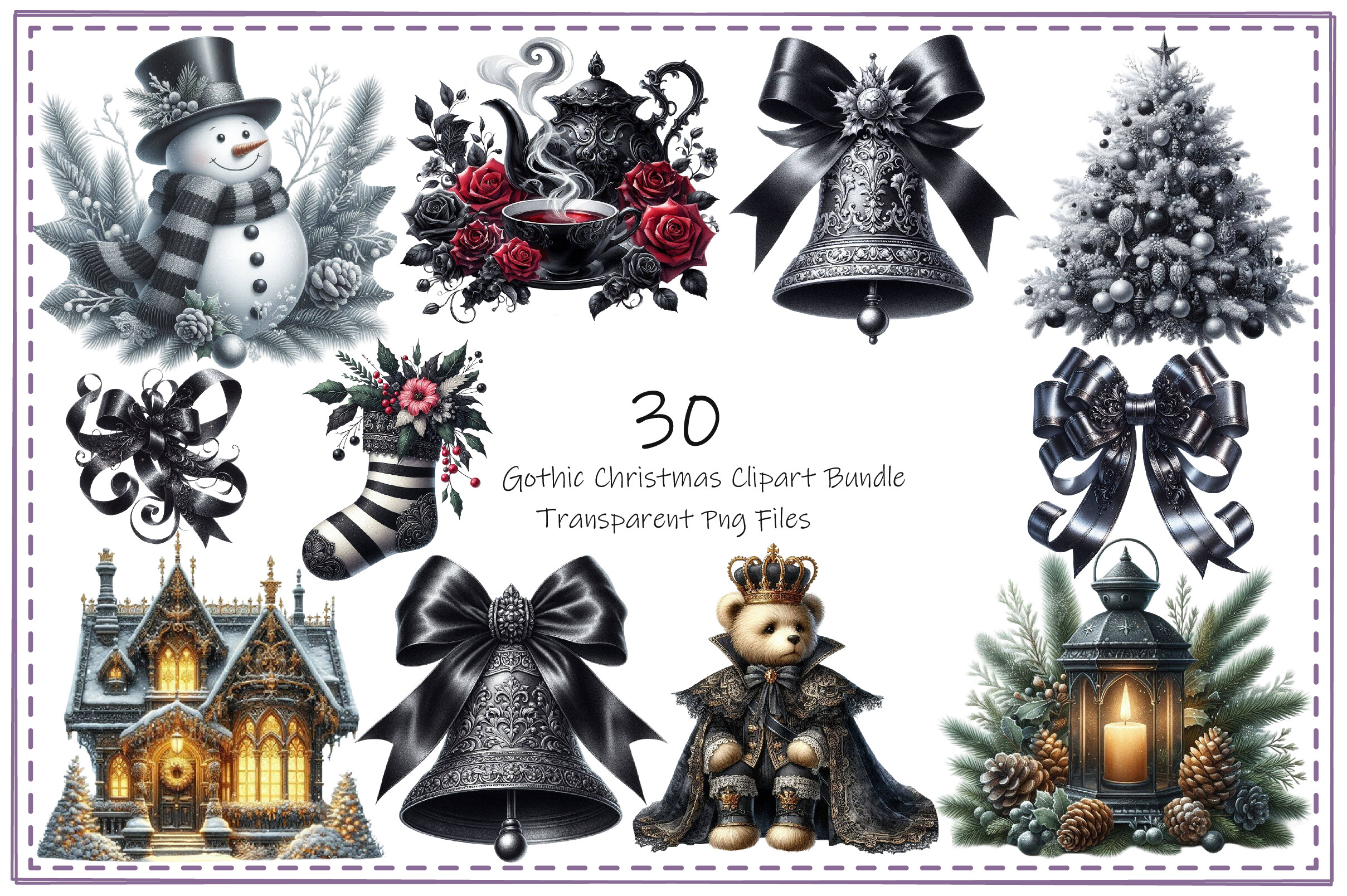 Gothic Christmas Clipart Bundle