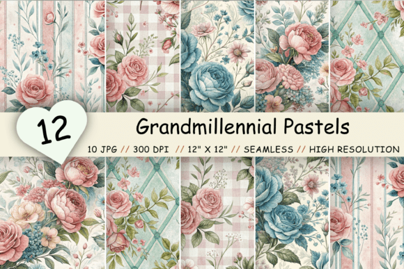 Grandmillennial Pastels Digital Paper