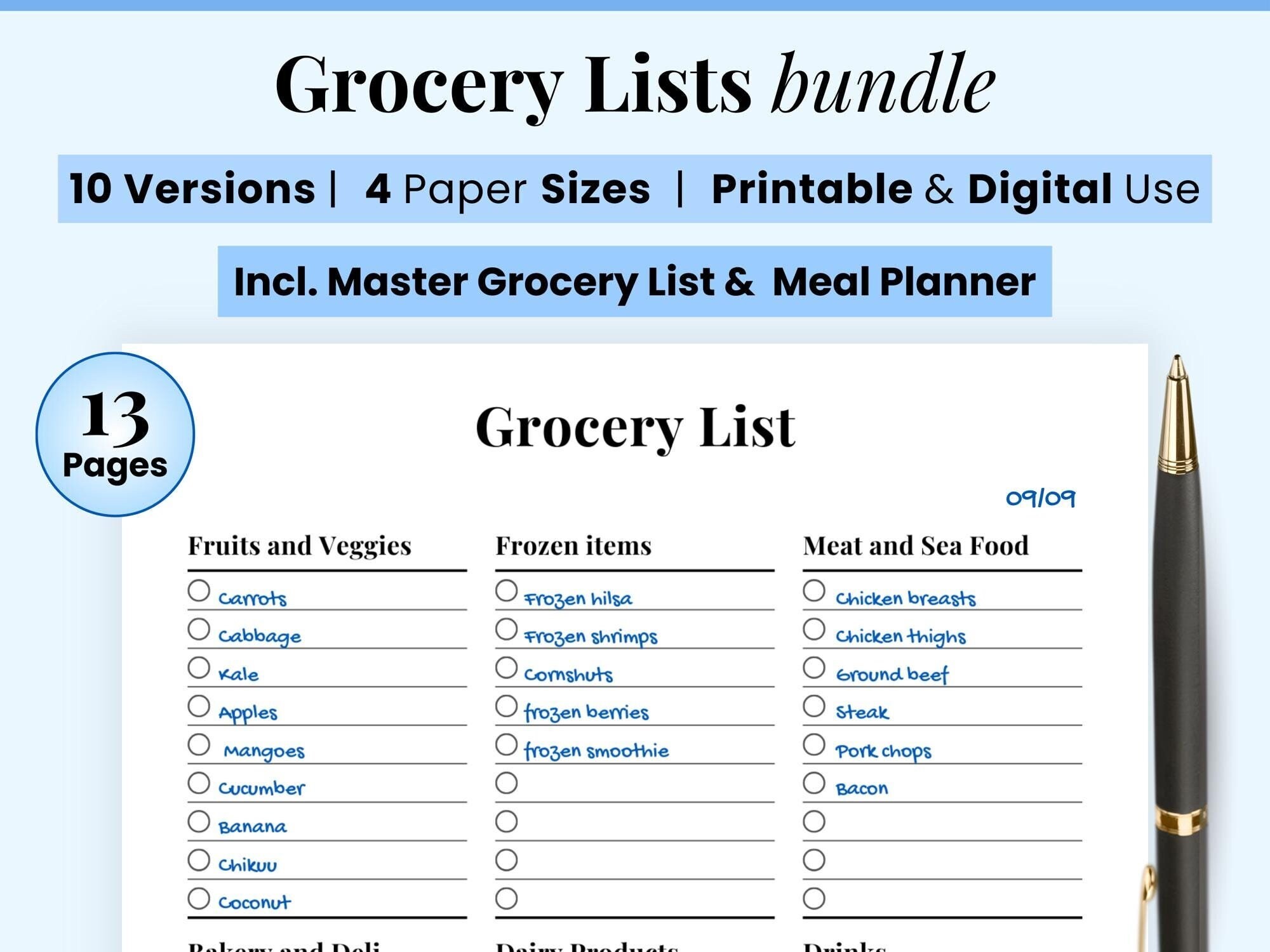 Grocery List Bundle: Meal Planner