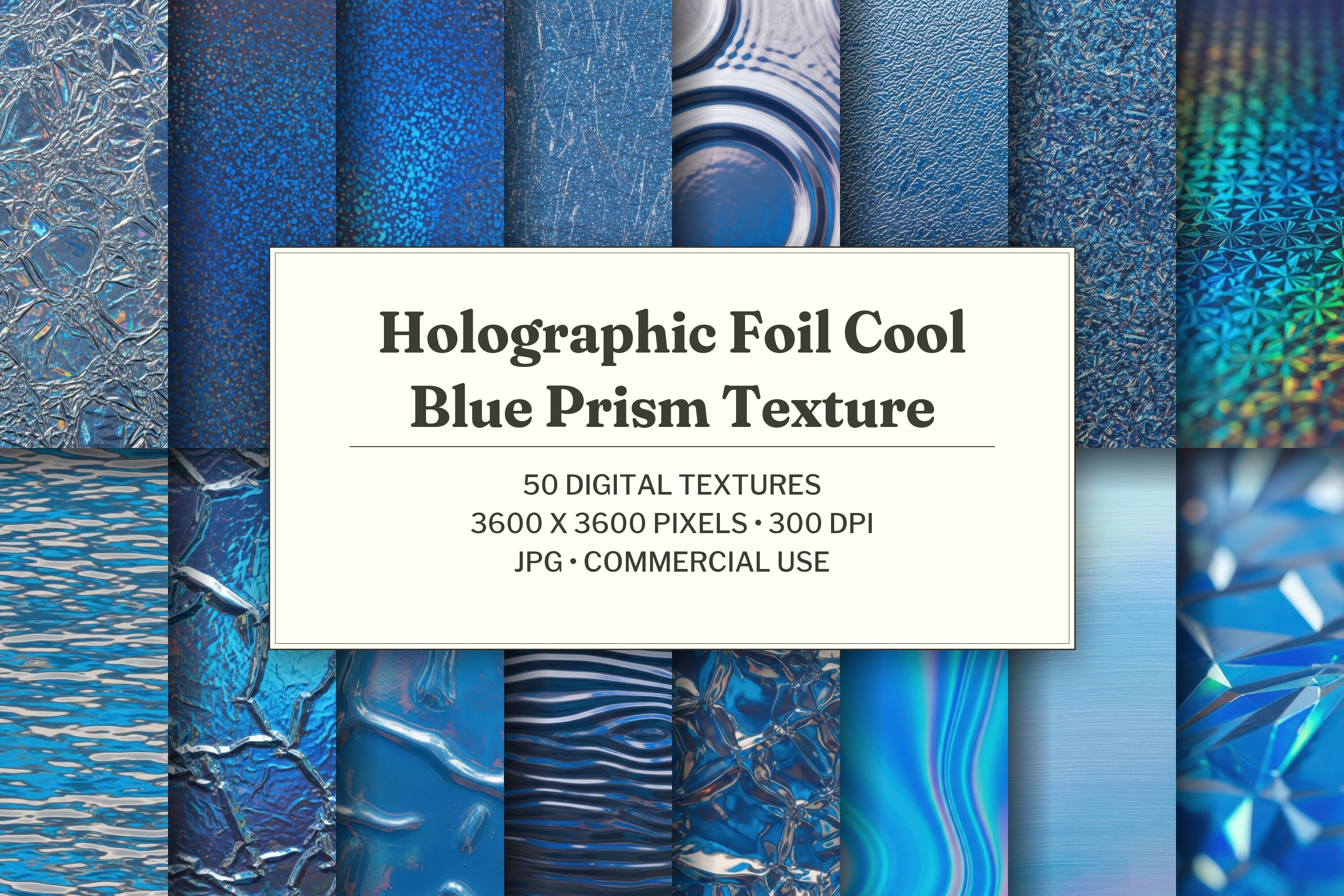 Holographic Foil Cool Blue Prism Texture