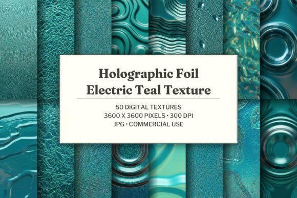 Holographic Foil Electric Teal Texture