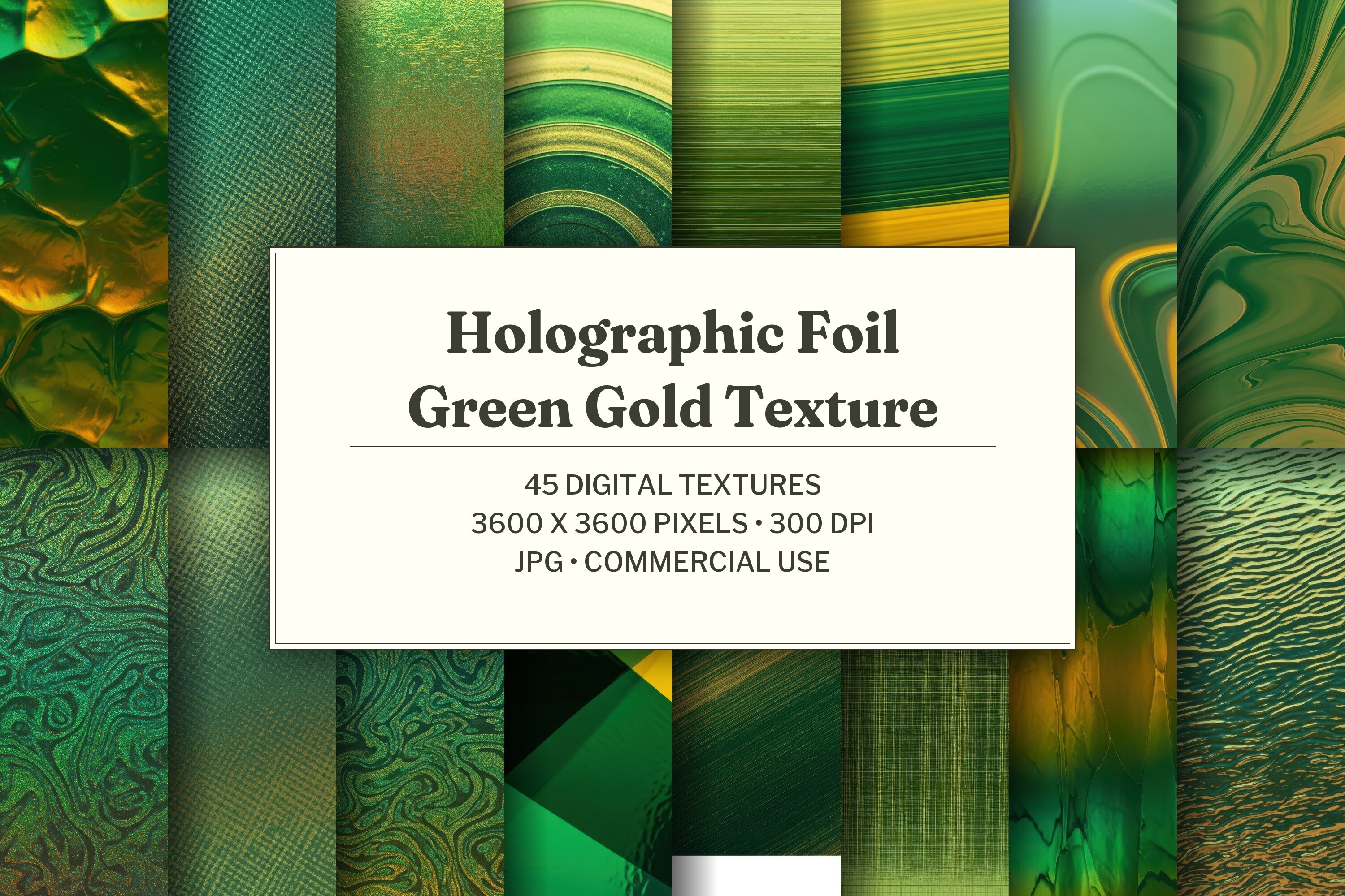 Holographic Foil Green Gold Texture