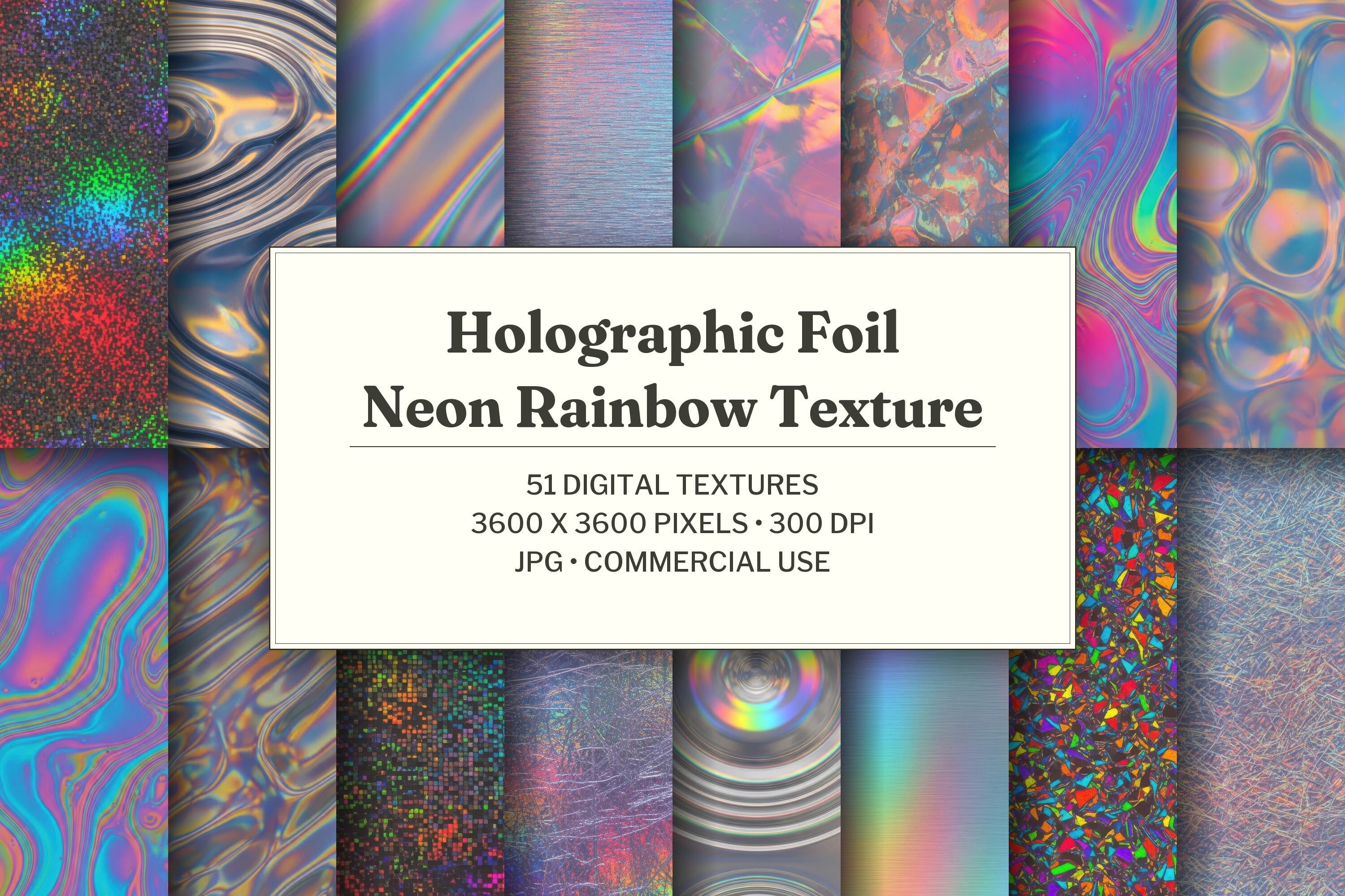 Holographic Foil Neon Rainbow Texture