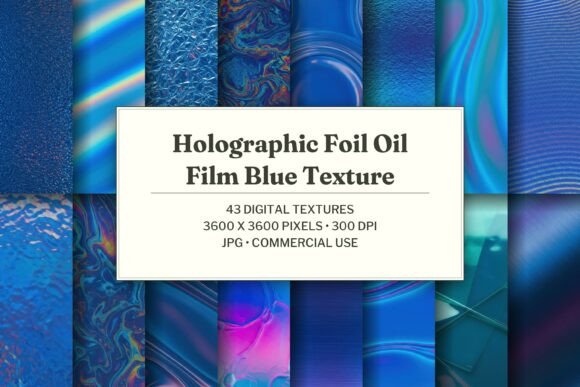 Holographic Foil Oil Film Blue Texture