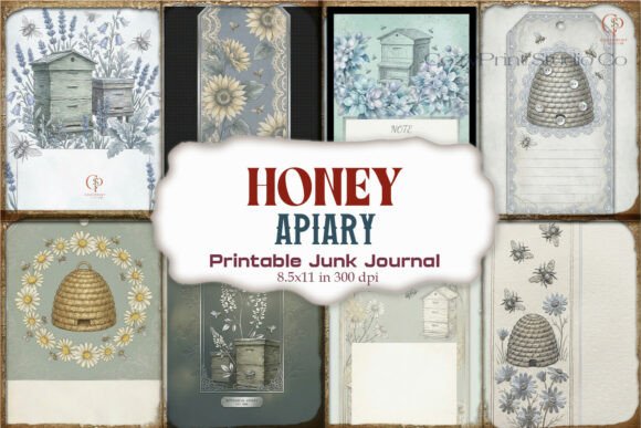 Honey Apiary Bee Junk Journal Pages
