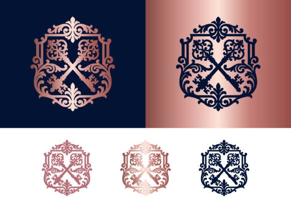 Keys Ornate Frame Emblem Logo