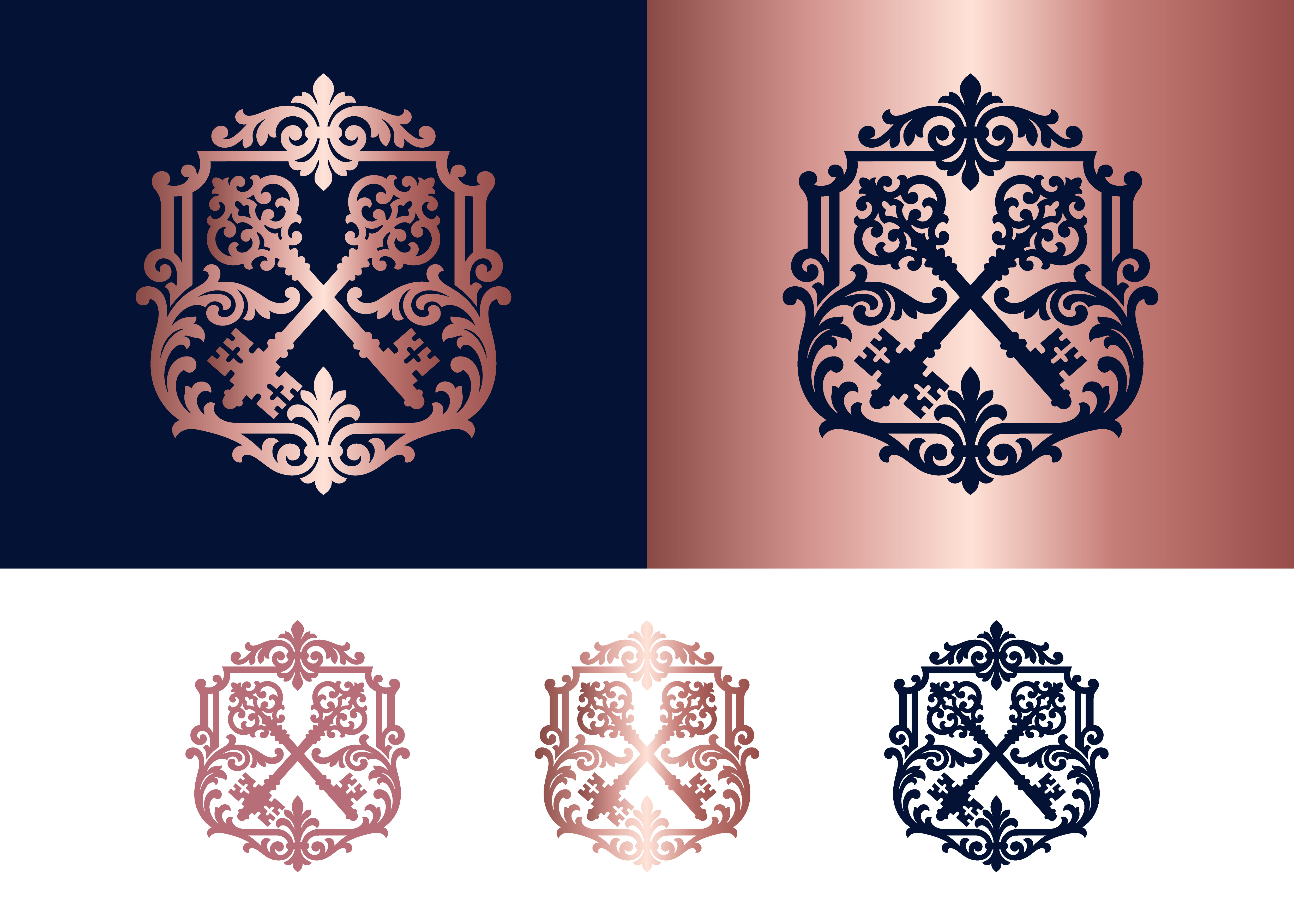 Keys Ornate Frame Emblem Logo