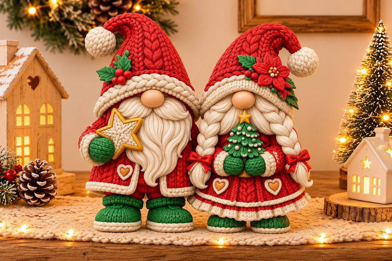 Knit Gnome Couple STL | 3D Printable Christmas Gnome Decor Files - Image 4