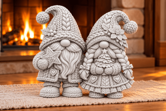 Knit Gnome Couple STL | 3D Printable Christmas Gnome Decor Files - Image 3