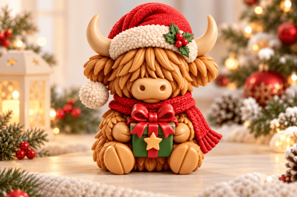 Highland Cow Christmas STL Bundle - 2 Crochet-Style 3D Printable Figurines - Image 7