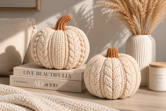Knitted Pumpkin Decor STL Set – 2 Cozy Fall 3D Print Models - Image 1