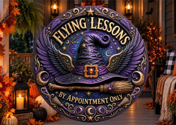 Lessons Witch Hat Halloween Door Sign