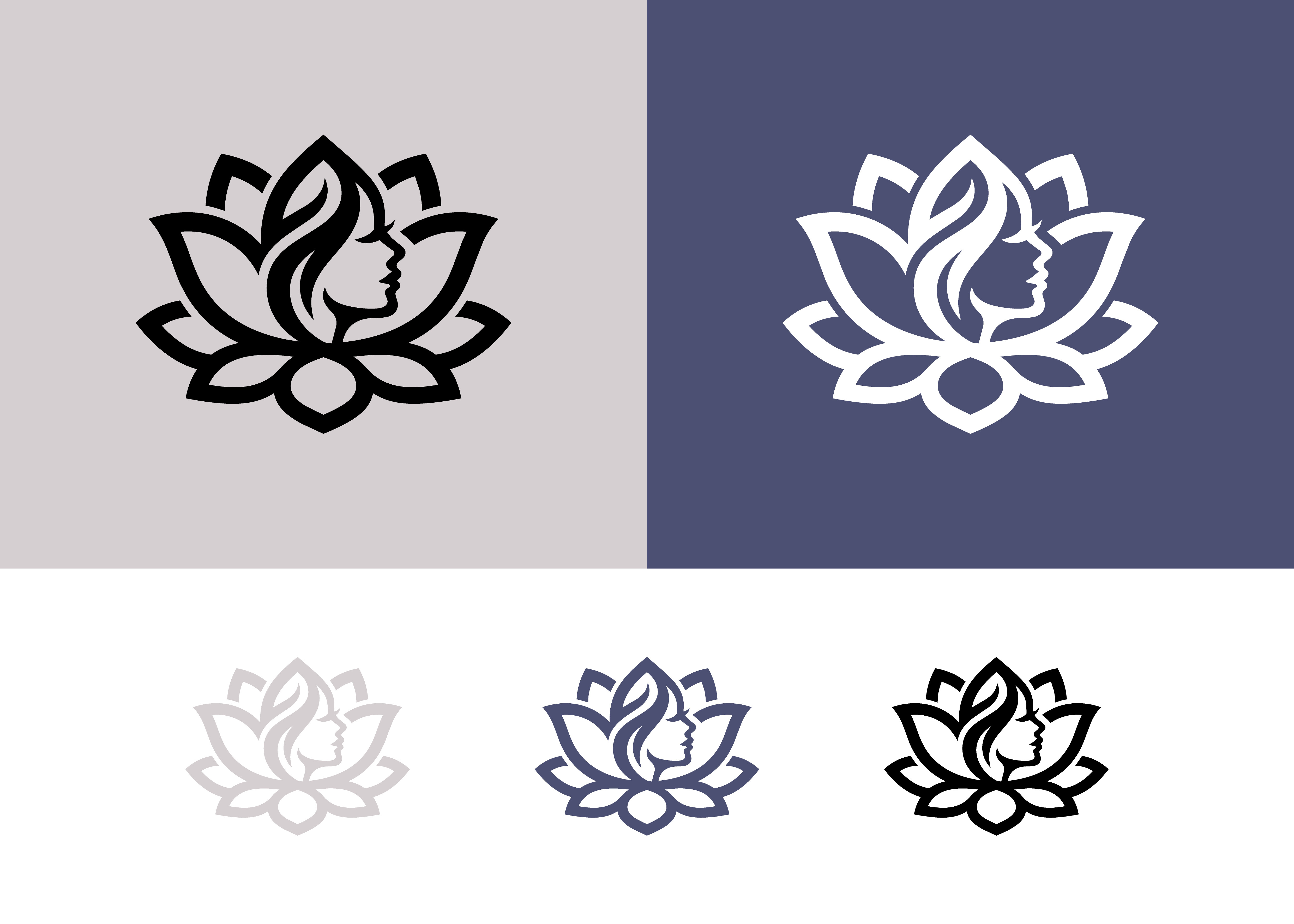 Lotus Flower Face Logo for Beauty Salon