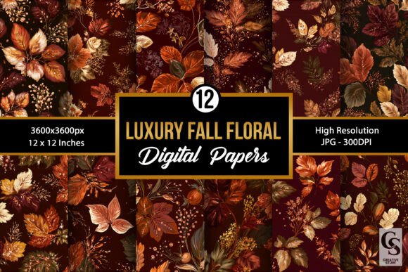 Luxury Fall Flowers Seamless Patterns