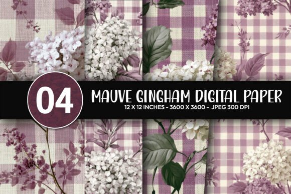 Mauve Gingham Digital Paper