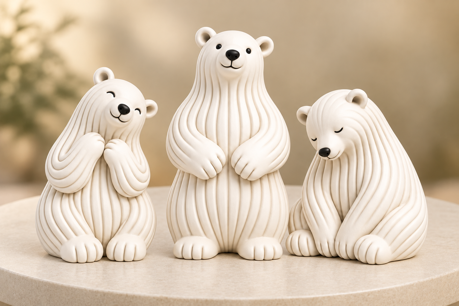 Minimalist Polar Bear Trio STL – 3D Printable Arctic Decor Set - Image 2
