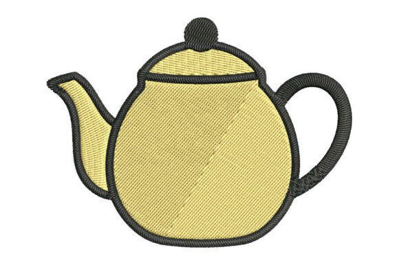 Minimalist Two-Tone Teapot Embroidery De