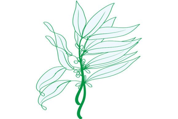 Minimalist Green Line Art Illustration Gráfico Ilustraciones Imprimibles Por saiffud12
