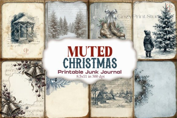 Muted Christmas Winter Lace Junk Journal