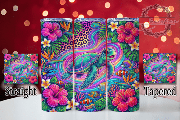 Neon Turtle Floral Reef 20oz Tumbler