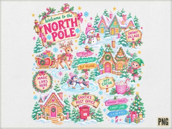 North Pole Christmas Village PNG, Holida