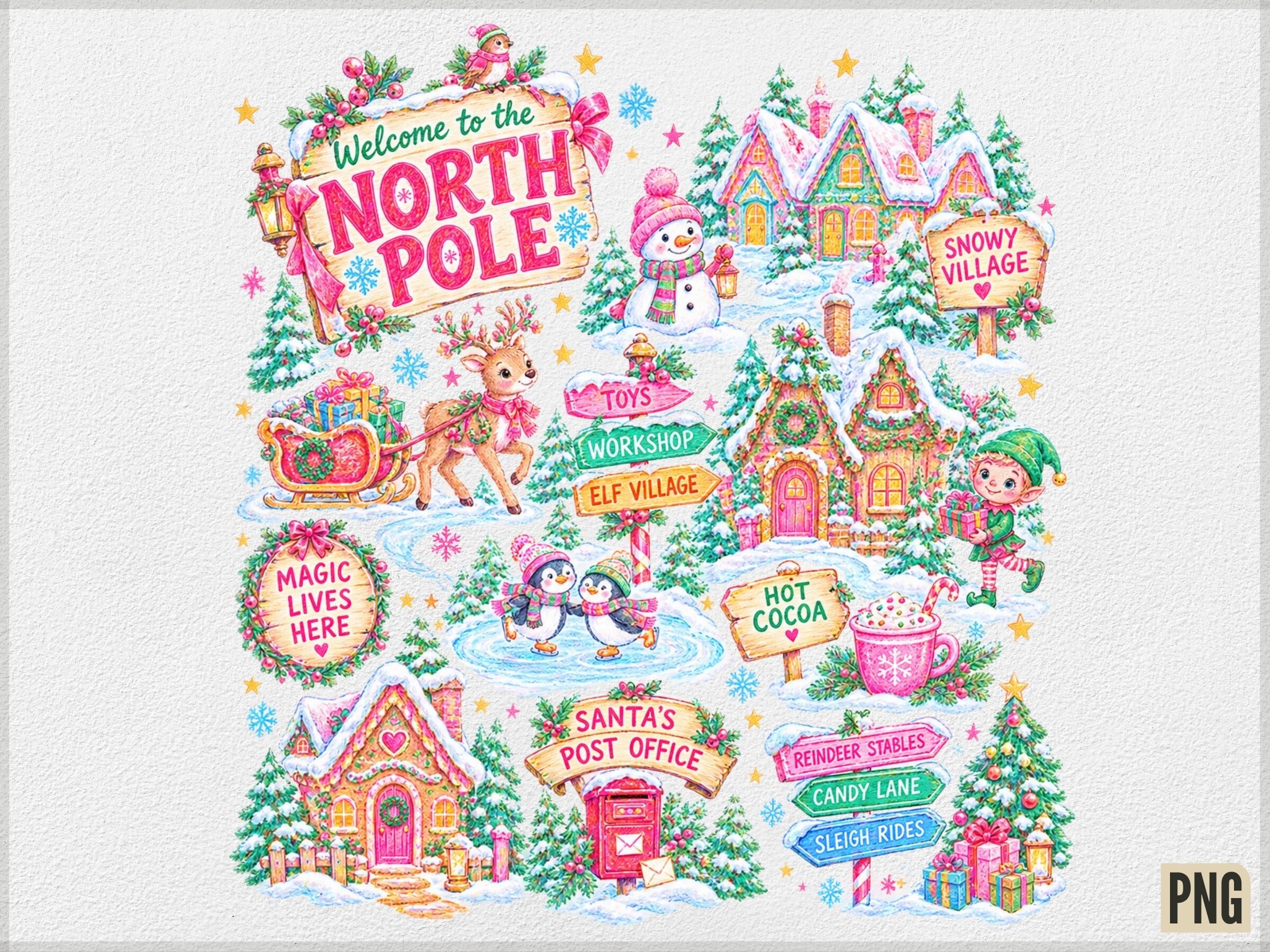 North Pole Christmas Village PNG, Holida