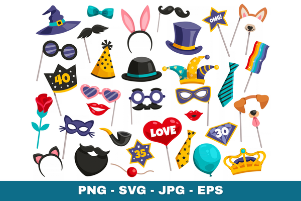 Party Photo Booth Props Clipart Set