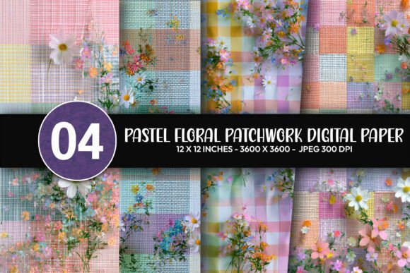 Pastel Floral Patchwork Digital Paper
