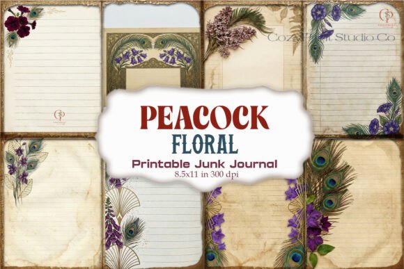 Peacock Floral Botanical Junk Journal