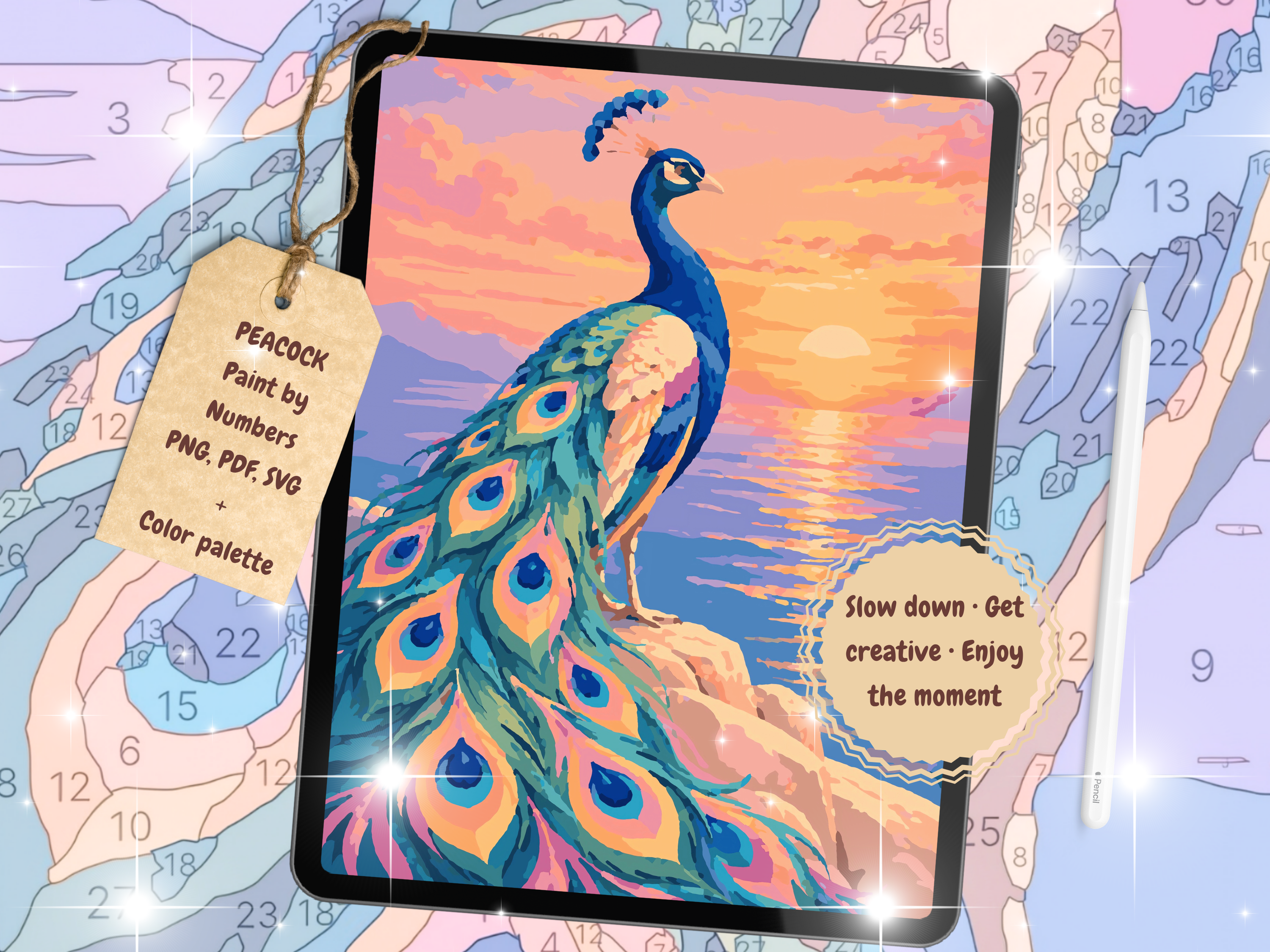 Peacock Paint by Number | Adult Coloring