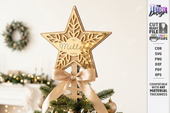 Personalized Christmas Tree Topper Star (Design 2) laser cut file