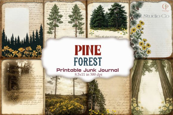 Pine Forest Wildflower Junk Journal Page