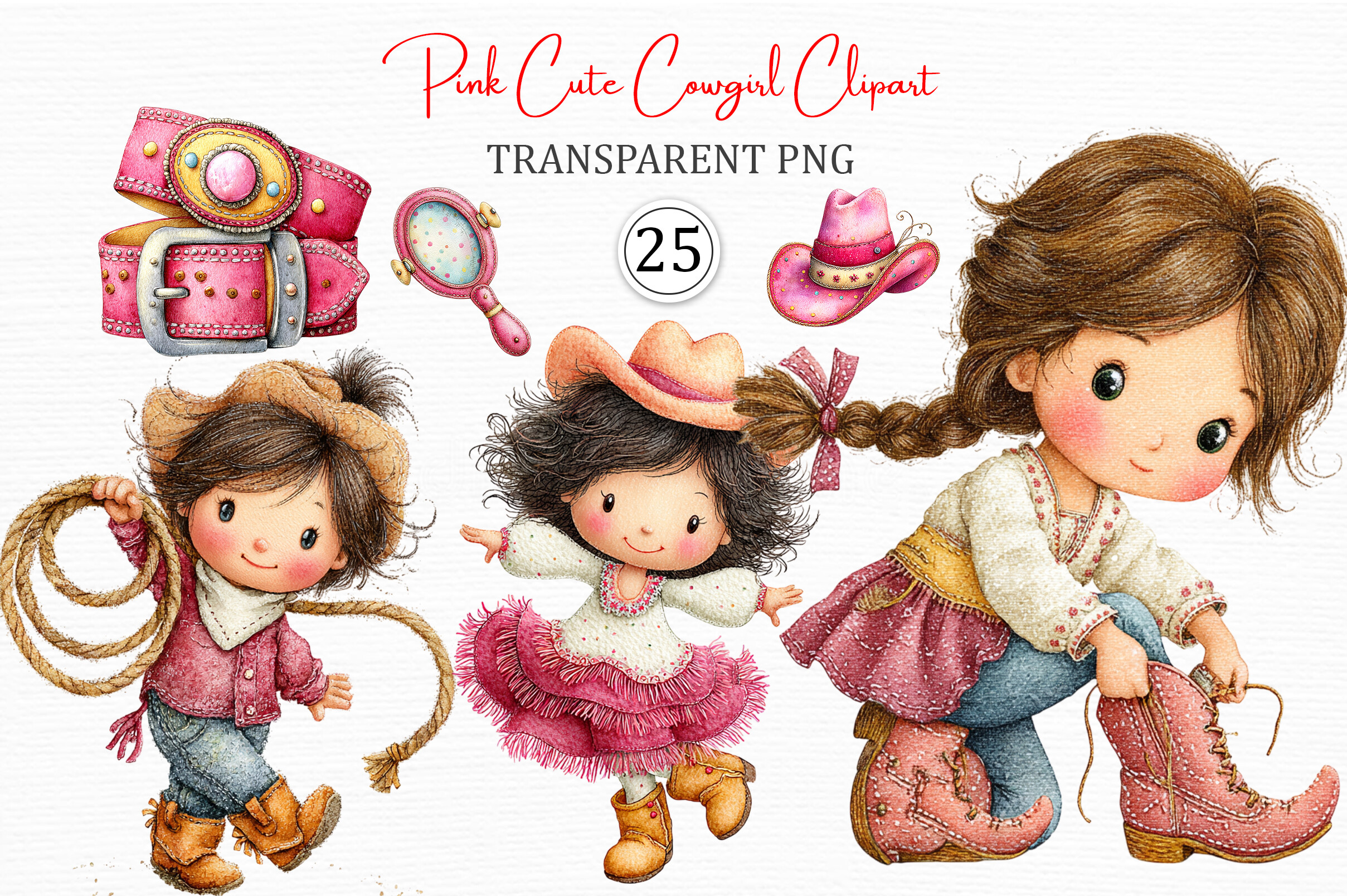 Pink Cowgirl Clipart Pack