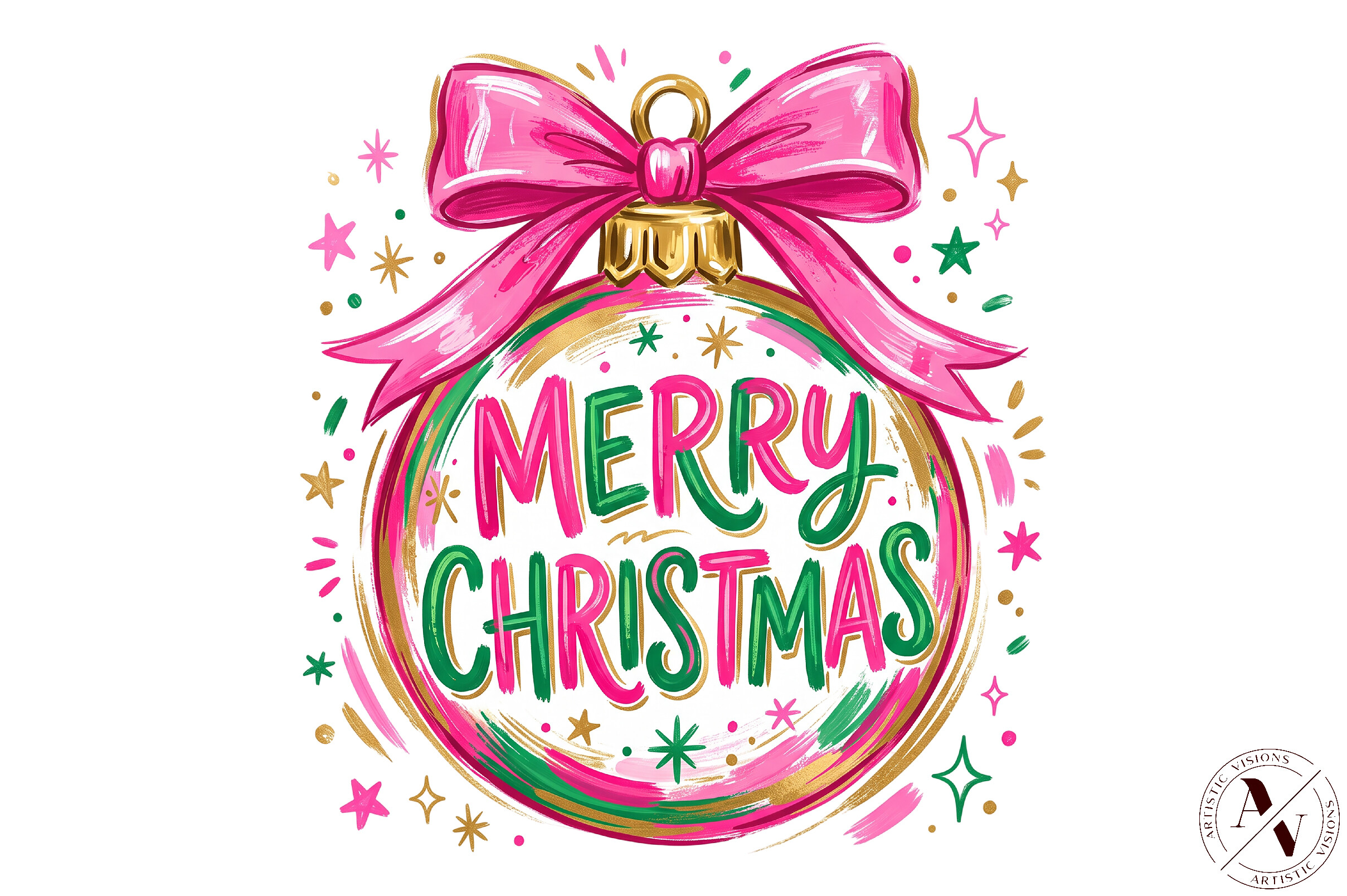 Preppy Merry Christmas Ornaments PNG