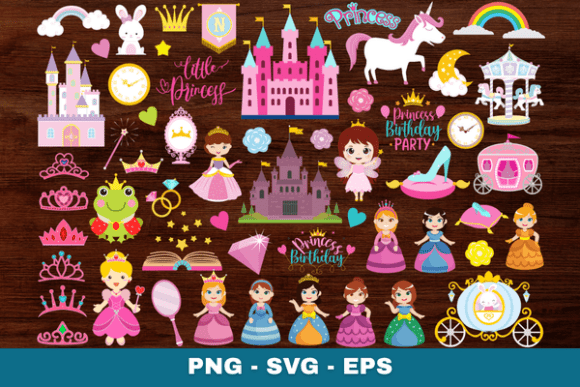 Princess Birthday Party Clipart Set