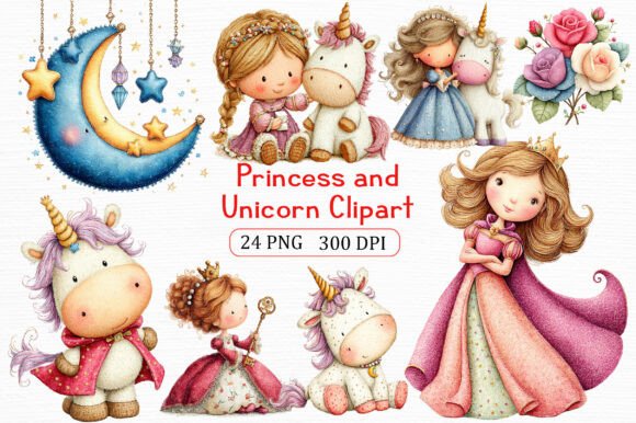 Princess and Unicorn Clipart