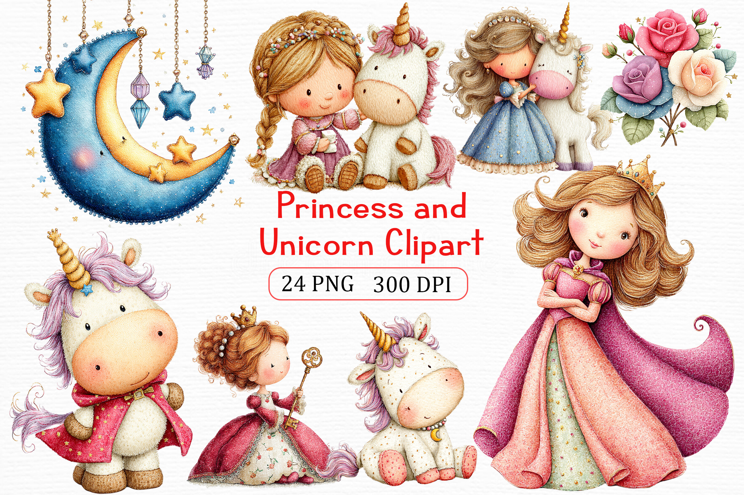 Princess and Unicorn Clipart