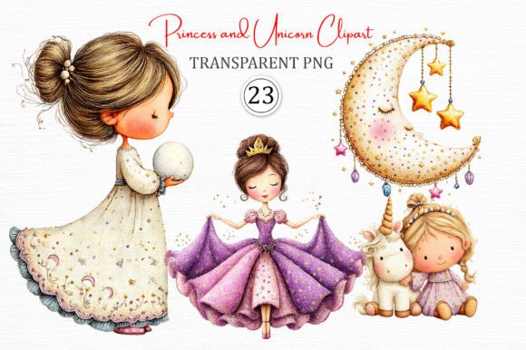 Princess and Unicorn Clipart Pack
