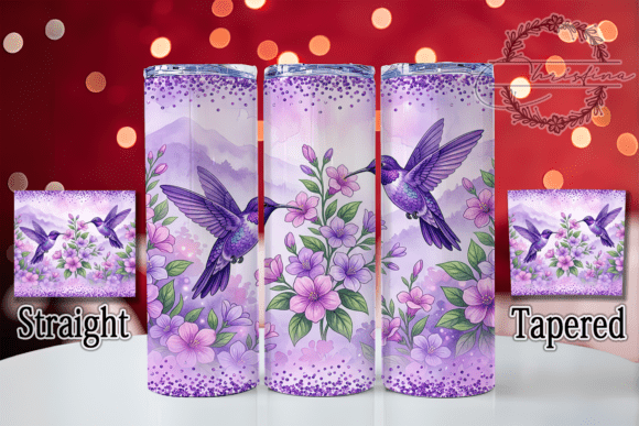 Purple Hummingbird Glitter 20oz Tumbler