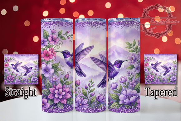 Purple Hummingbird Glitter 20oz Tumbler